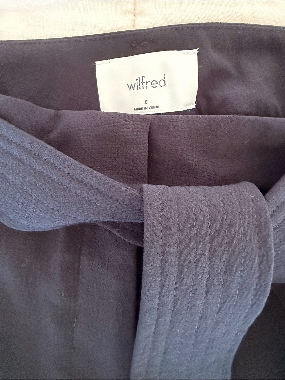 Aritzia Wilfred Black Slack with Tie Waist